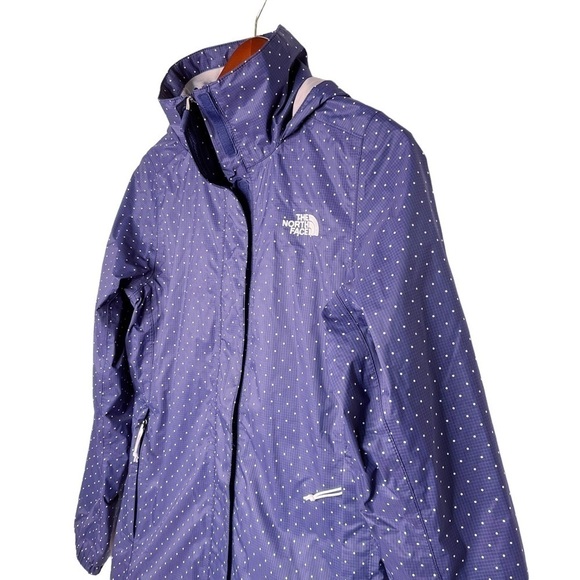 THE NORTH FACE Hooded Windbreaker Jacket Size XS in Polka Dot Navy Blue - Picture 4 of 14